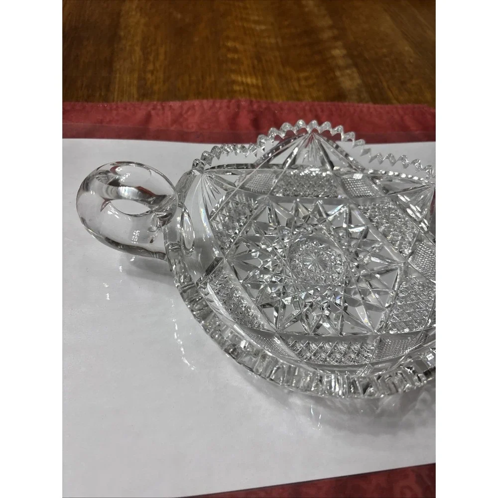 ABP Finely Cut Glass Nappy Hobstar Saw Tooth‎ Rim American Brilliant Period